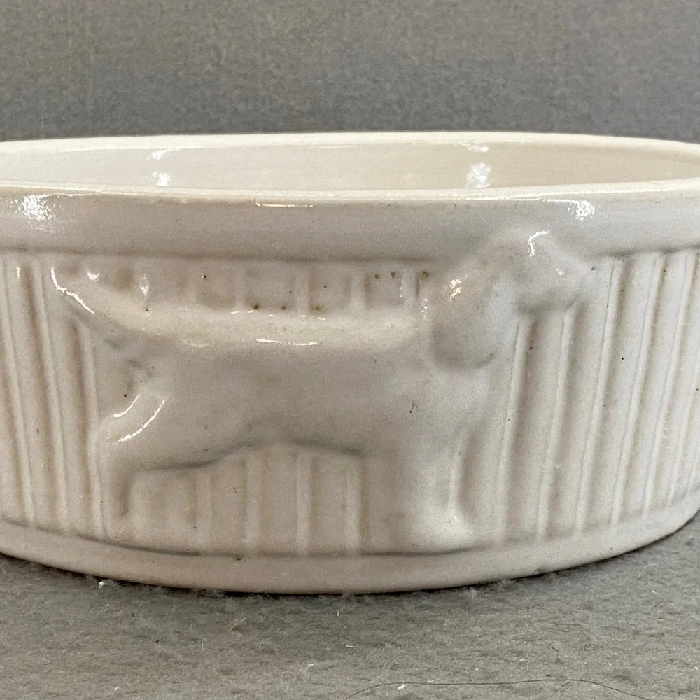 Robinson Ransbottom RRPC Vintage Dog Bowl USA Roseville Ohio Stoneware 1930s
